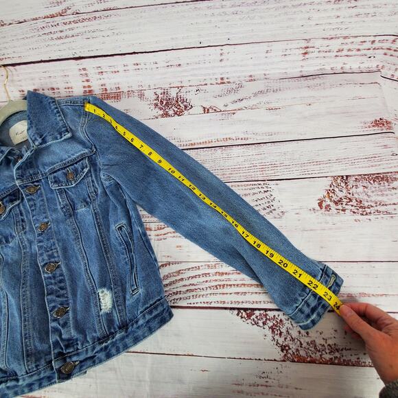 Kancan Henney Classic Trucker Jacket S Distressed Jean Denim Grunge Emo Gorpcore - Picture 12 of 13